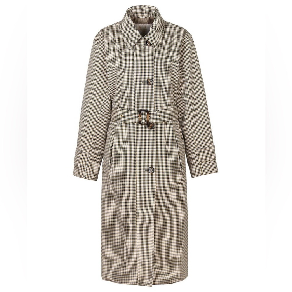 BARBOUR Somerland Belted Checked Cotton-blend Trench Coat Size 10 New - Picture 4 of 16